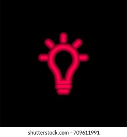 Light bulb red glowing neon ui ux icon. Glowing sign logo vector