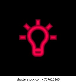 Light bulb red glowing neon ui ux icon. Glowing sign logo vector