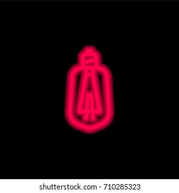 Light bulb red glowing neon ui ux icon. Glowing sign logo vector