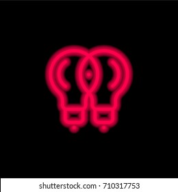Light bulb red glowing neon ui ux icon. Glowing sign logo vector