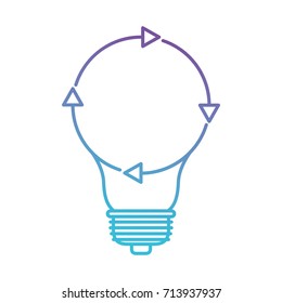 light bulb with reload icon in color gradient silhouette from purple to blue vector illustration
