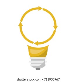 light bulb with reload icon and shading vector illustration