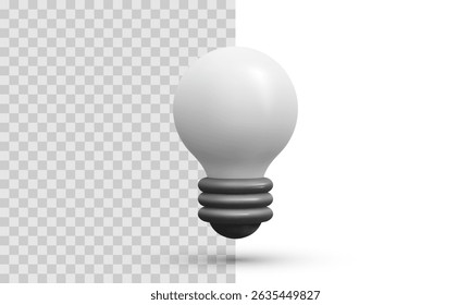 Light Bulb Rendered In Realistic 3D Style, Representing Idea, Innovation, Or Creativity Symbol. Clean Vector Illustration For Startup, Energy, Or Conceptual Design Themes.