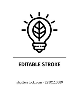 light bulb renewable energy icon. editable stroke
