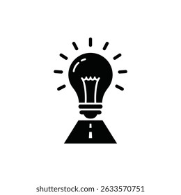Light Bulb with Road for Forward Planning and Innovation Strategy