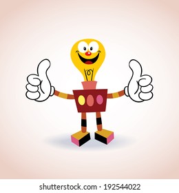 light bulb robot mascot cartoon character