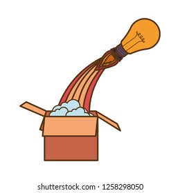light bulb with rocket isolated icon