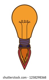 light bulb with rocket isolated icon