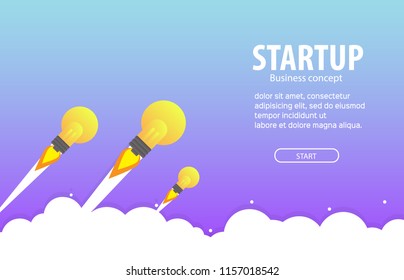 light bulb rocket launch. business concept