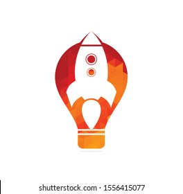 Light bulb and rocket logo design. Light bulb and airplane symbol or icon.