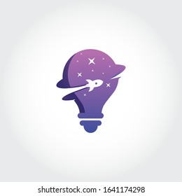 Light bulb and rocket logo design. Light bulb and airplane symbol or icon.