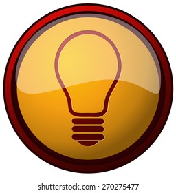 Light Bulb Round Glossy Sign, Vector Illustration isolated on White Background. 