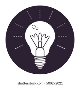 Light bulb round icon.