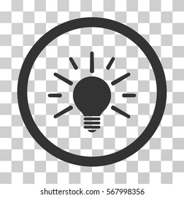 Light Bulb rounded icon. Vector illustration style is flat iconic symbol inside a circle, gray color, transparent background. Designed for web and software interfaces.