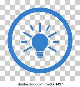 Light Bulb rounded icon. Vector illustration style is flat iconic symbol inside a circle, cobalt color, transparent background. Designed for web and software interfaces.