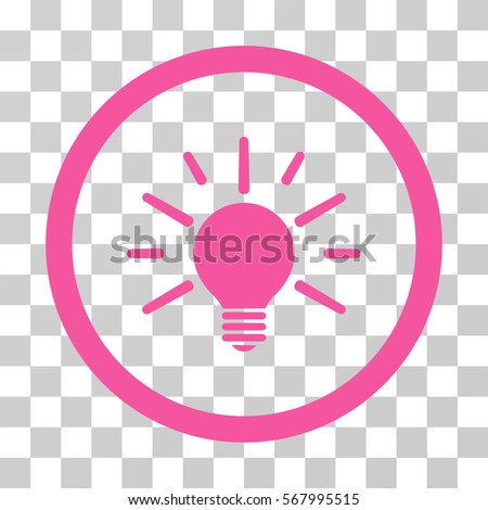 Light Bulb rounded icon. Vector illustration style is flat iconic symbol inside a circle, pink color, transparent background. Designed for web and software interfaces.