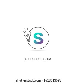 light bulb s letter logo design template, design vector light bulb symbol, idea logo.