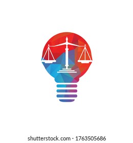 Light bulb and scale of Justice logo design. Education, legal services logo.