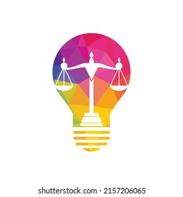 Light bulb and scale of Justice logo design. Education, legal services logo. Notary, justice, lawyer icon or symbol Vector	