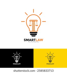 Light bulb and scale of Justice logo vector design. Suitable for education, legal services logo. Notary, justice, lawyer icon or symbol Vector	
