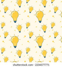 Light bulb seamless pattern background. Vector Illustration.  traditional ornament for fashion textile, cloth, idea, cartoon illustration Vector. 