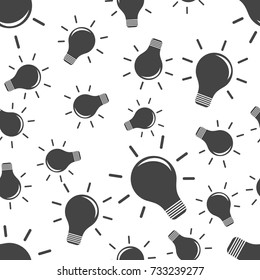 Light bulb seamless pattern. Business concept lightbulb idea pictogram. Vector illustration on white background.