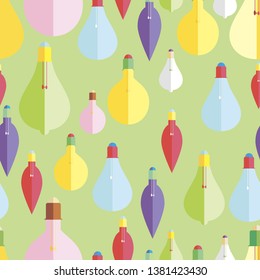 Patrón transparente de la bombilla. Vector de fondo colorido de la lámpara.