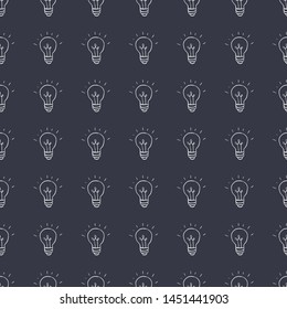 Light bulb Seamless Pattern hand drawn. Vector Illustration.