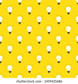 Light bulb Seamless Pattern hand drawn. Vector Illustration.