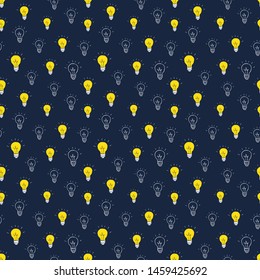 Light bulb Seamless Pattern hand drawn. Vector Illustration.