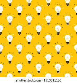 Light bulb Seamless Pattern hand drawn. Vector Illustration.