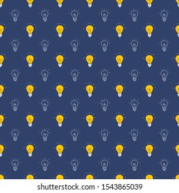 Light bulb Seamless Pattern hand drawn. Vector Illustration.