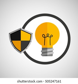 light bulb and security shield icon, vector illustration