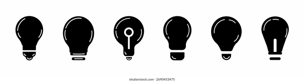Conjunto de bombillas. Colección del Vector del icono de la bombilla. Vector de acciones.