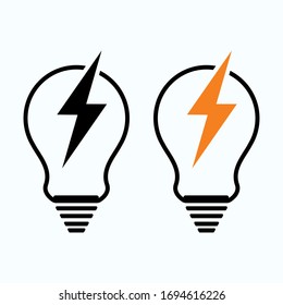 Light bulb set with electricity flat vector