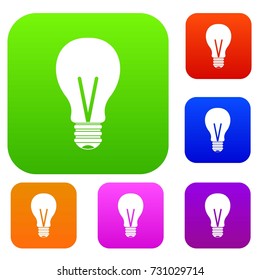 Light bulb set icon color in flat style isolated on white. Collection sings vector illustration