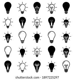 Light bulb set icon, logo isolated on white background