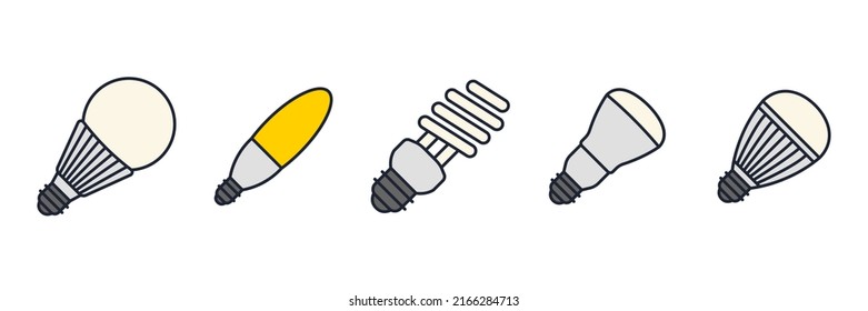 light bulb set icon symbol template for graphic and web design collection logo vector illustration