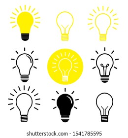 Light Bulb Set Icon Thinking vector