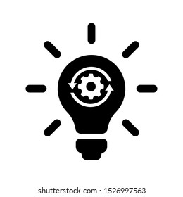 Light Bulb with Setting Gear vector Icon. configuration illustration symbol or sign.