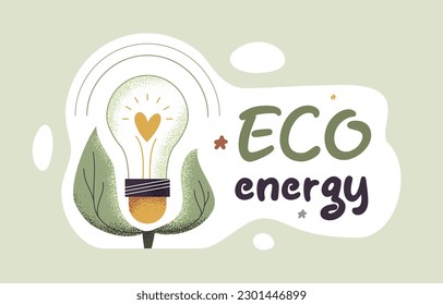 Light bulb in shape of blooming flower. Vector illustration isolated on gray background. Ecology and sustainable development sticker template. Environment protection, green agenda, save Earth concept.
