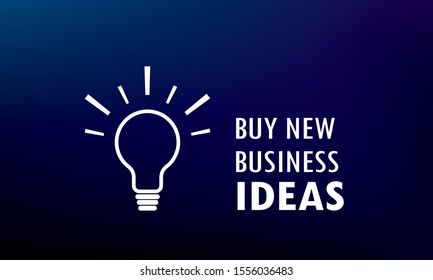Light bulb shape with buy new  business ideas  text on dark blue background.