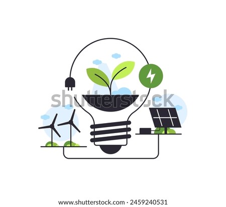 a light bulb shape with city and garden,save the planet and energy concept