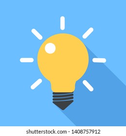 light bulb shape as inspiration concept with  long shadow. Vector flat icon illustration-vector