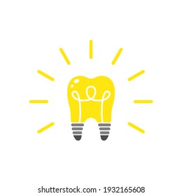 Light bulb shape tooth glow symbol idea creative vector illustration.