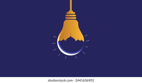 Light bulb the shaped of a mosque, It's represent Muslim festival Eid. Eid Mubarak and Ramadan concept.