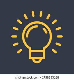 Light bulb shine icon. Idea lamp symbol.