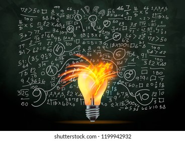Light bulb Shine the power Lighting  - Drawing Sketches Plan, graph,data -  modern Idea and Concept Vector illustration Business.
