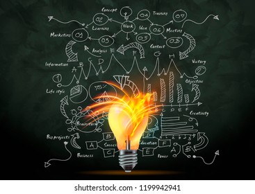 Light bulb Shine the power Lighting  - Drawing Sketches Plan, graph,data -  modern Idea and Concept Vector illustration Business.
