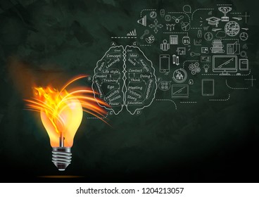  Light bulb Shine the power Lighting  - Drawing Sketches Plan graph and data -  modern Idea and Concept Vector illustration Business.